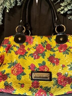 Betsey Johnson Yellow Floral Sequin Satchel